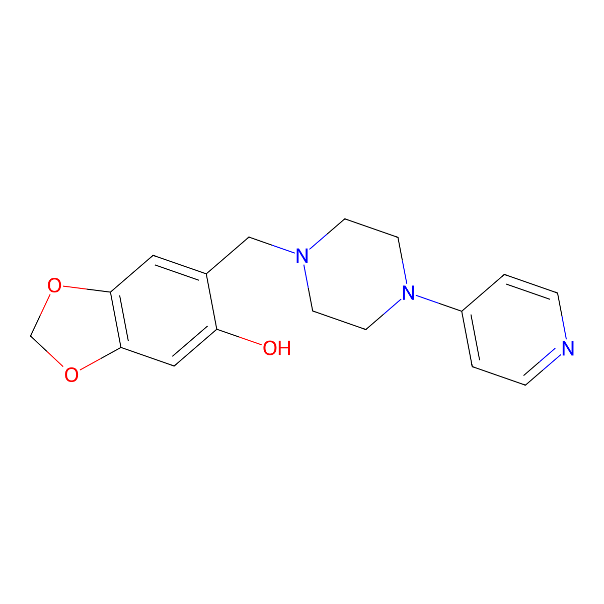 6-{[4-(pyridin-4-yl)piperazin-1-yl]methyl}-2H-1,3-benzodioxol-5-ol molecular structure, CAS 1197551-22-6