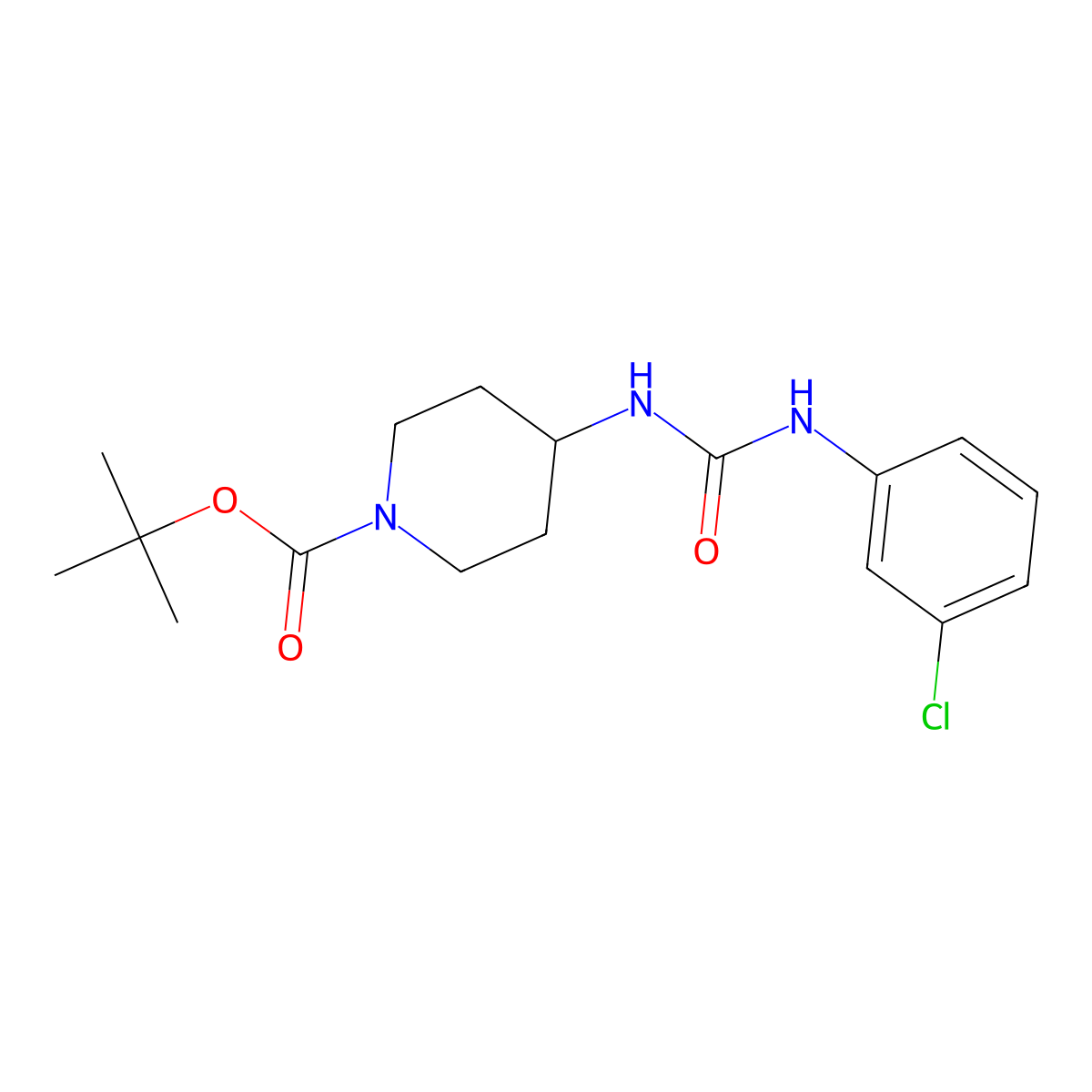 tert-Butyl 4-[3-(3-chlorophenyl)ureido]piperidine-1-carboxylate molecular structure, CAS 1197553-84-6
