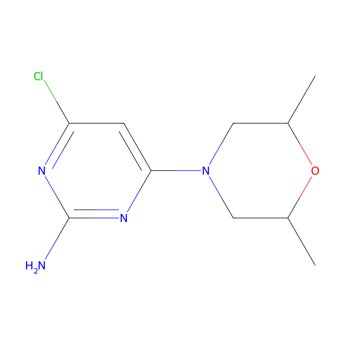 4-Chloro-6-(2,6-dimethylmorpholin-4-yl)pyrimidin-2-amine molecular structure, CAS 1197574-90-5