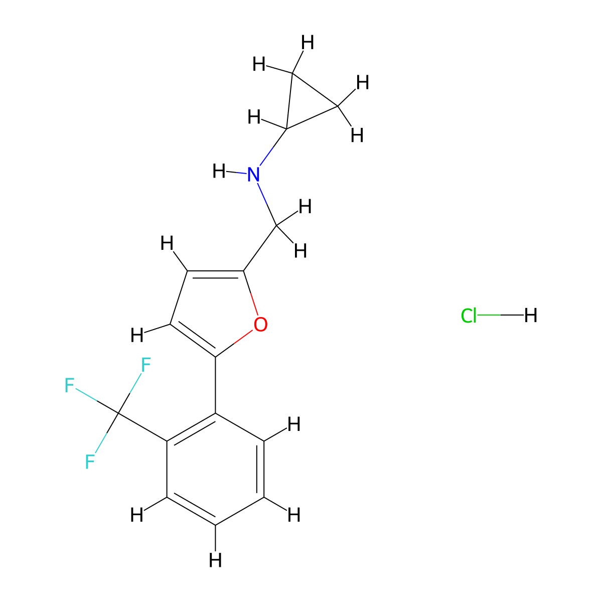 N-({5-[2-(trifluoromethyl)phenyl]furan-2-yl}methyl)cyclopropanamine hydrochloride molecular structure, CAS 1197575-78-2