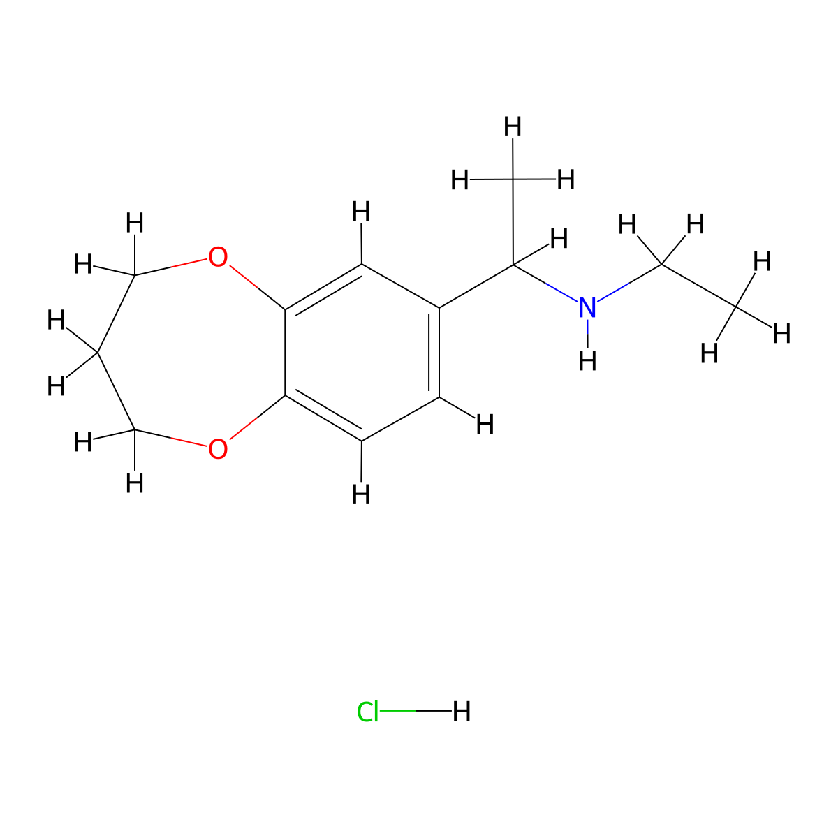 [1-(3,4-dihydro-2H-1,5-benzodioxepin-7-yl)ethyl](ethyl)amine hydrochloride molecular structure, CAS 1197578-91-8