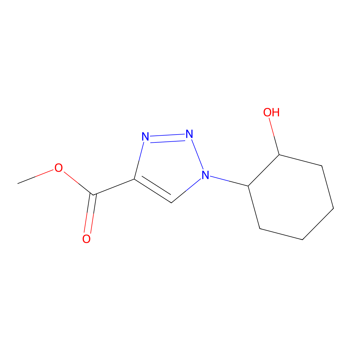 methyl 1-(2-hydroxycyclohexyl)-1H-1,2,3-triazole-4-carboxylate molecular structure, CAS 1197579-14-8