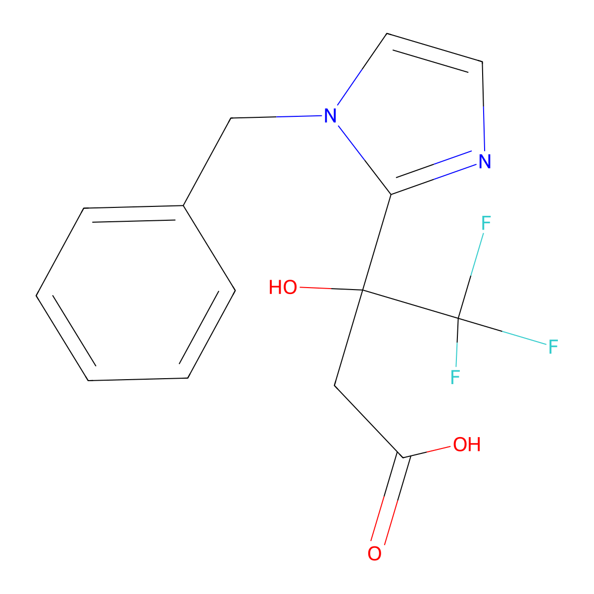 3-(1-benzyl-1H-imidazol-2-yl)-4,4,4-trifluoro-3-hydroxybutanoic acid molecular structure, CAS 1197579-69-3