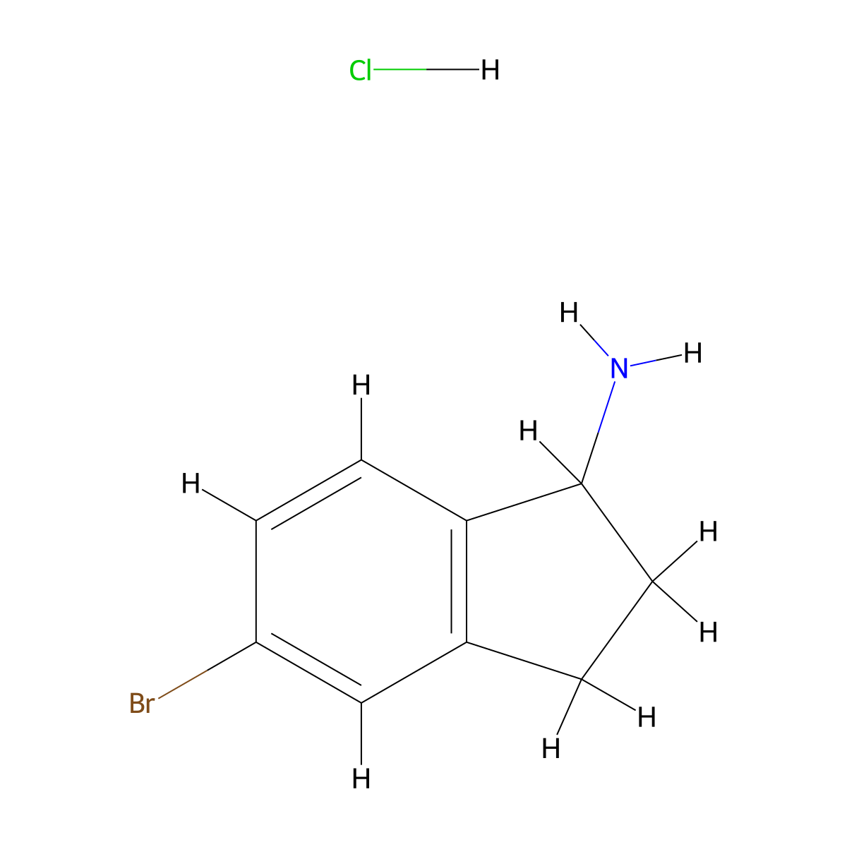 5-bromo-2,3-dihydro-1H-inden-1-amine hydrochloride molecular structure, CAS 1197595-75-7