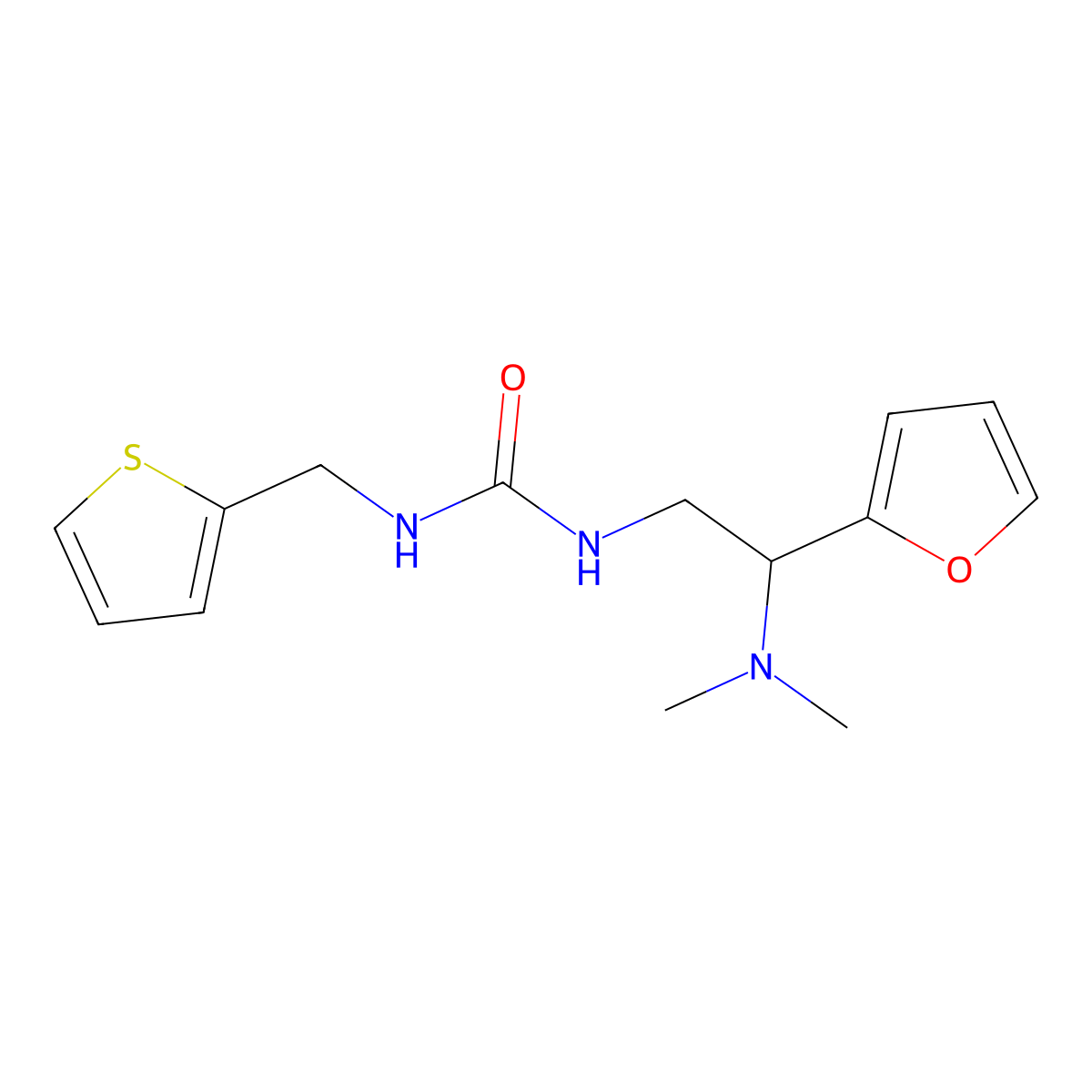 1-(2-(Dimethylamino)-2-(furan-2-yl)ethyl)-3-(thiophen-2-ylmethyl)urea molecular structure, CAS 1197606-23-7