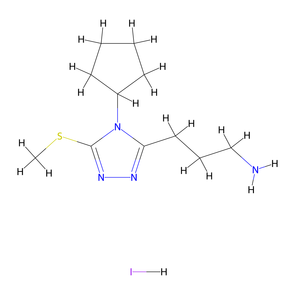 3-[4-cyclopentyl-5-(methylsulfanyl)-4H-1,2,4-triazol-3-yl]propan-1-amine hydroiodide molecular structure, CAS 1197609-28-1
