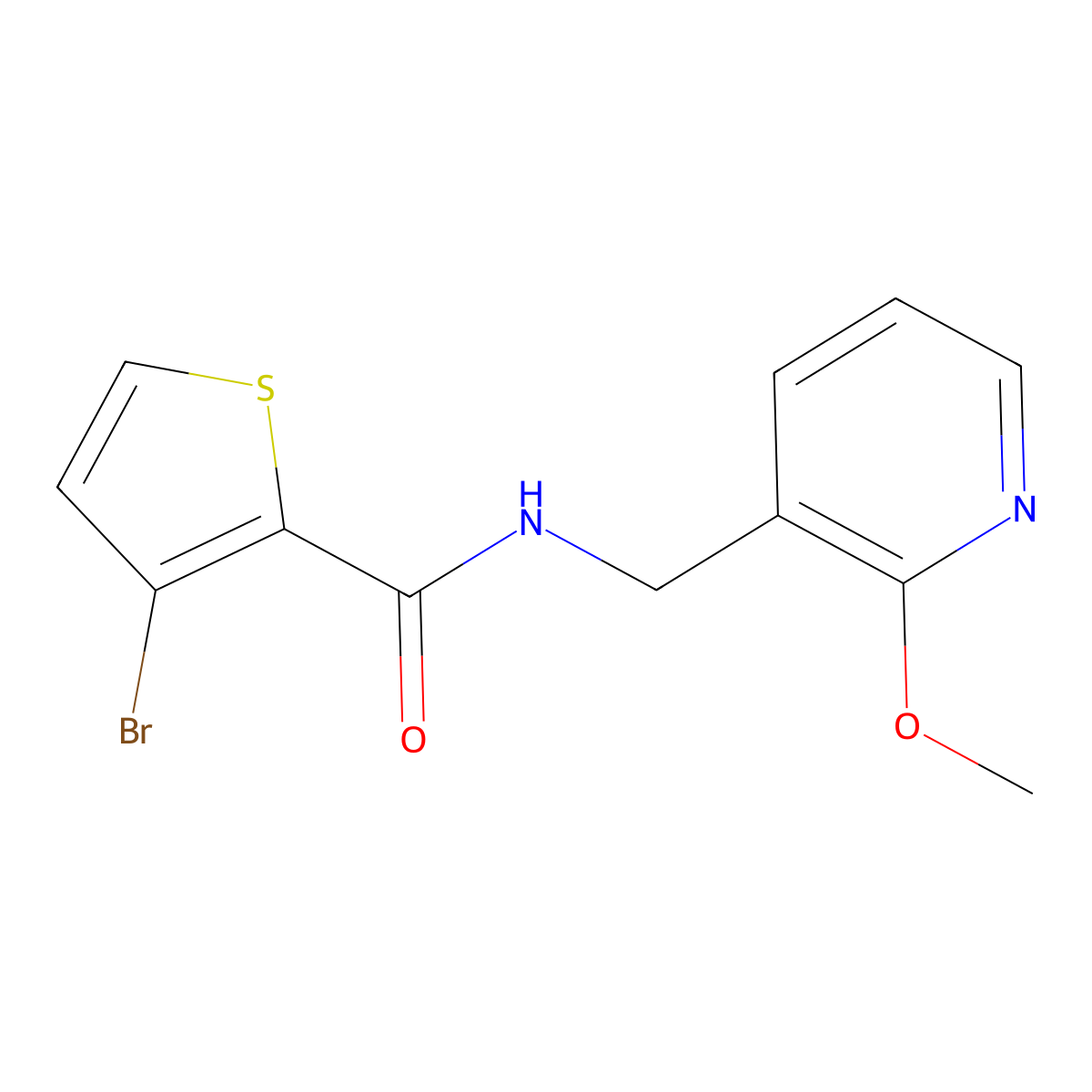 3-Bromo-N-((2-methoxypyridin-3-yl)methyl)thiophene-2-carboxamide molecular structure, CAS 1197633-79-6