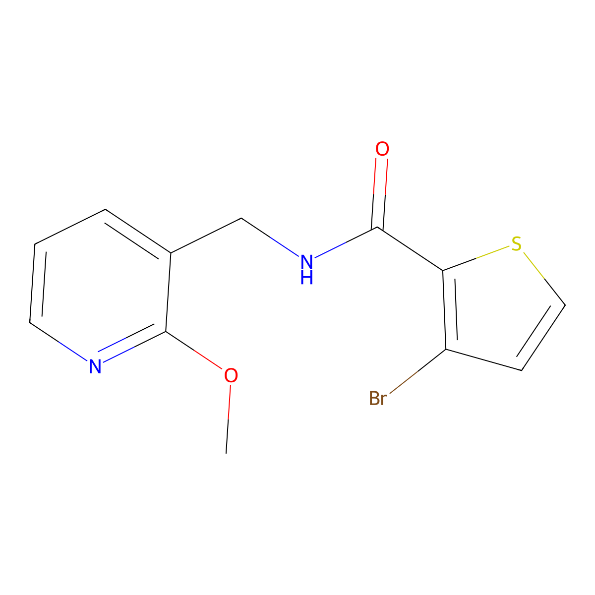 3-Bromo-N-((2-methoxypyridin-3-yl)methyl)thiophene-2-carboxamide molecular structure, CAS 1197633-79-6