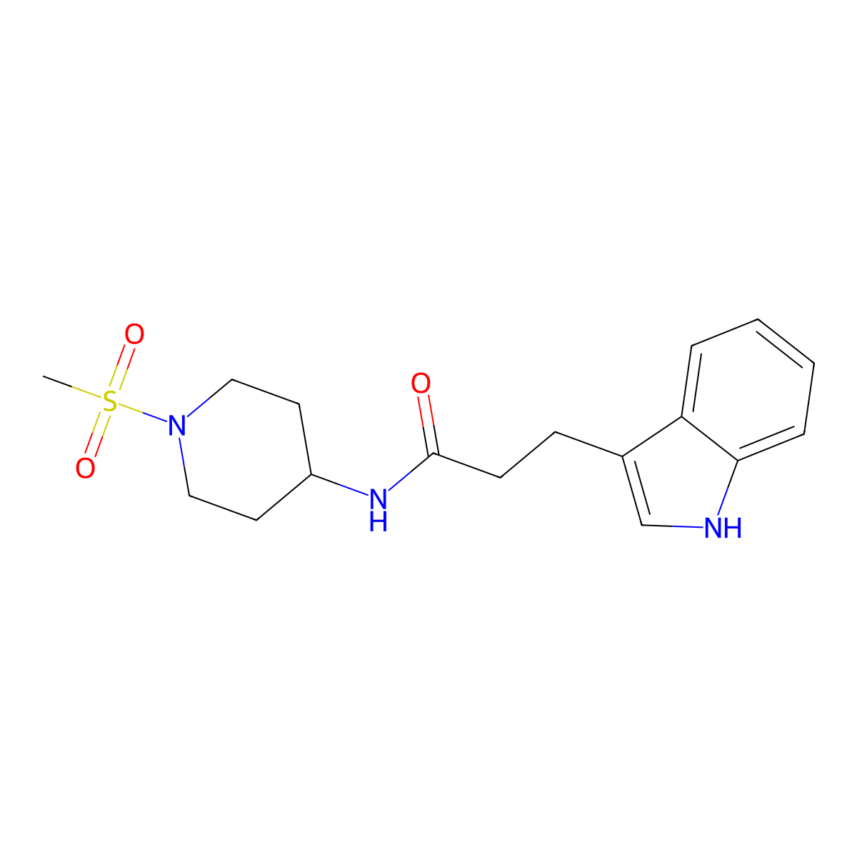 3-(1H-indol-3-yl)-N-(1-methanesulfonylpiperidin-4-yl)propanamide molecular structure, CAS 1197644-43-1