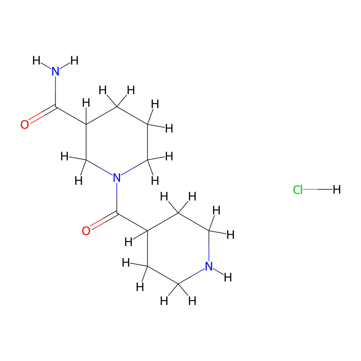 1-(Piperidine-4-carbonyl)piperidine-3-carboxamide hydrochloride molecular structure, CAS 1197652-13-3