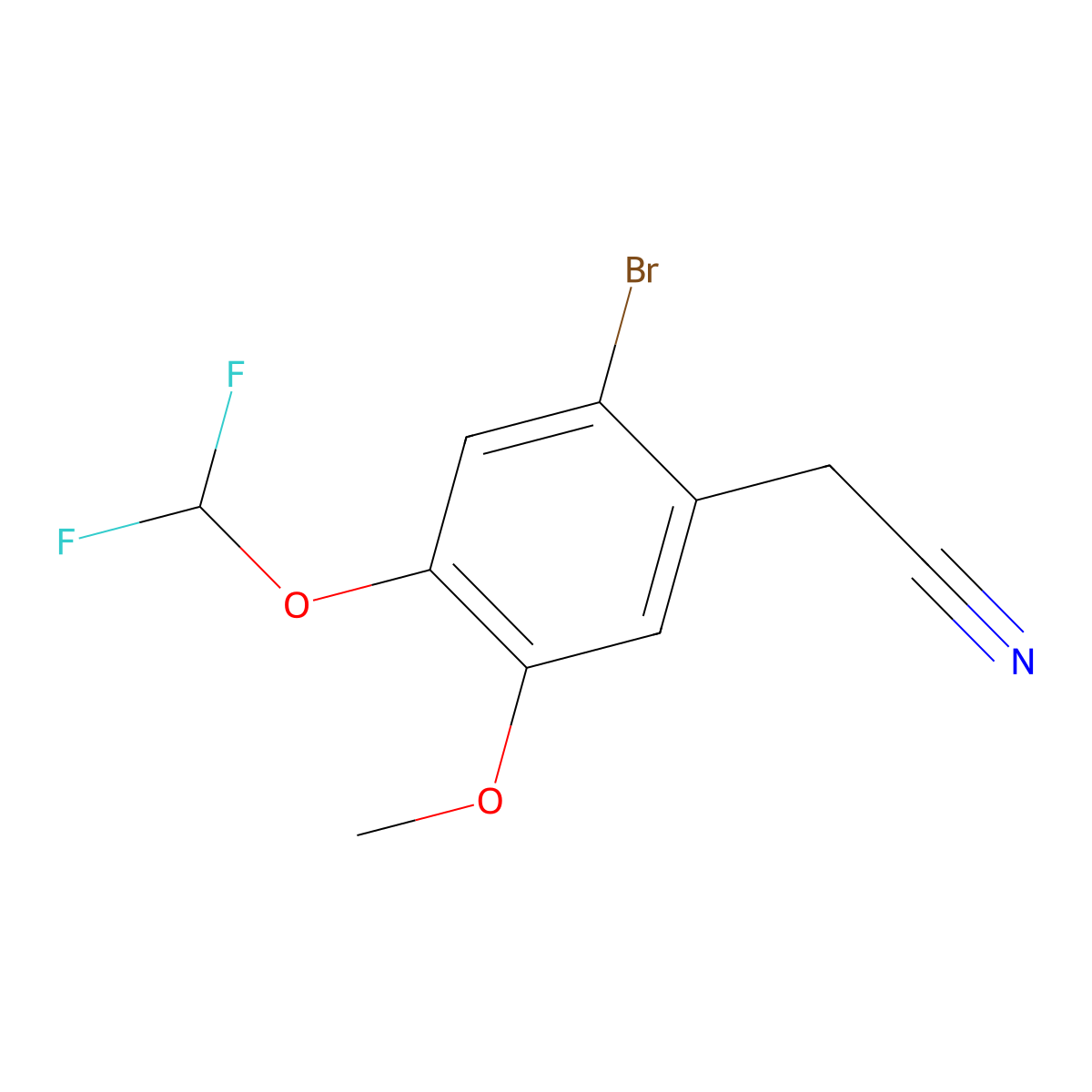 2-[2-Bromo-4-(difluoromethoxy)-5-methoxyphenyl]acetonitrile molecular structure, CAS 1197654-97-9