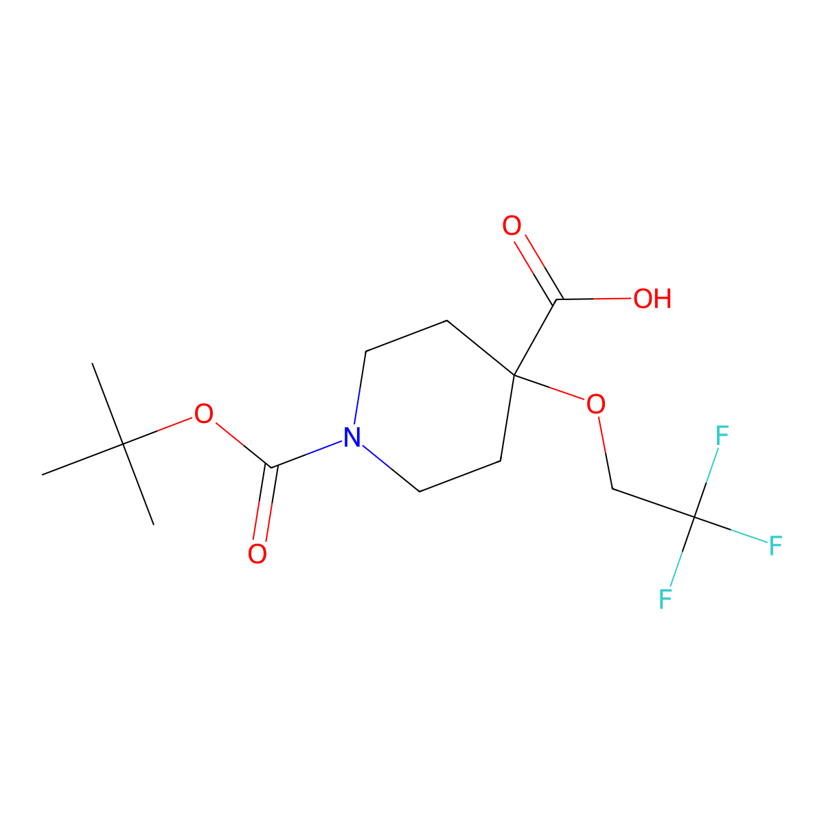 1-[(Tert-butoxy)carbonyl]-4-(2,2,2-trifluoroethoxy)piperidine-4-carboxylic acid molecular structure, CAS 1197656-74-8