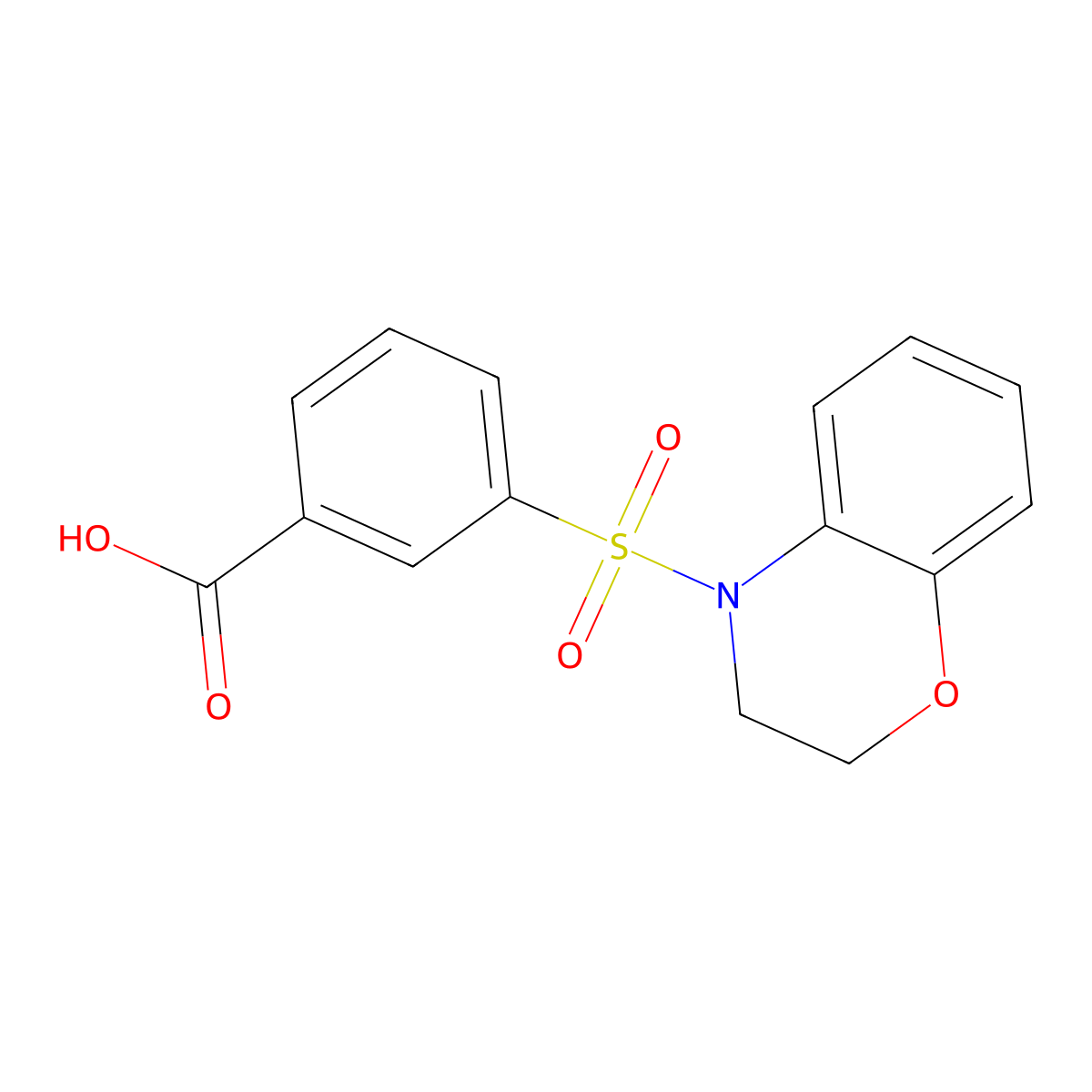 3-(3,4-dihydro-2H-1,4-benzoxazine-4-sulfonyl)benzoic acid molecular structure, CAS 1197683-35-4
