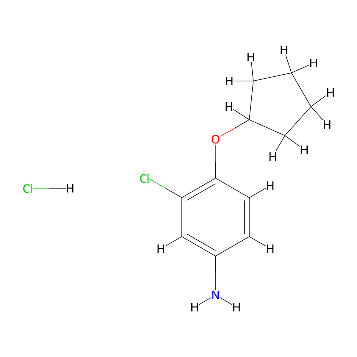 3-Chloro-4-(cyclopentyloxy)aniline hydrochloride molecular structure, CAS 1197687-18-5