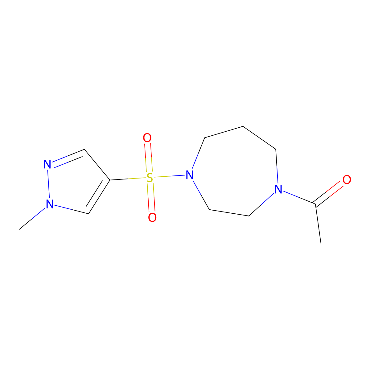 1-{4-[(1-methyl-1H-pyrazol-4-yl)sulfonyl]-1,4-diazepan-1-yl}ethan-1-one molecular structure, CAS 1197698-75-1