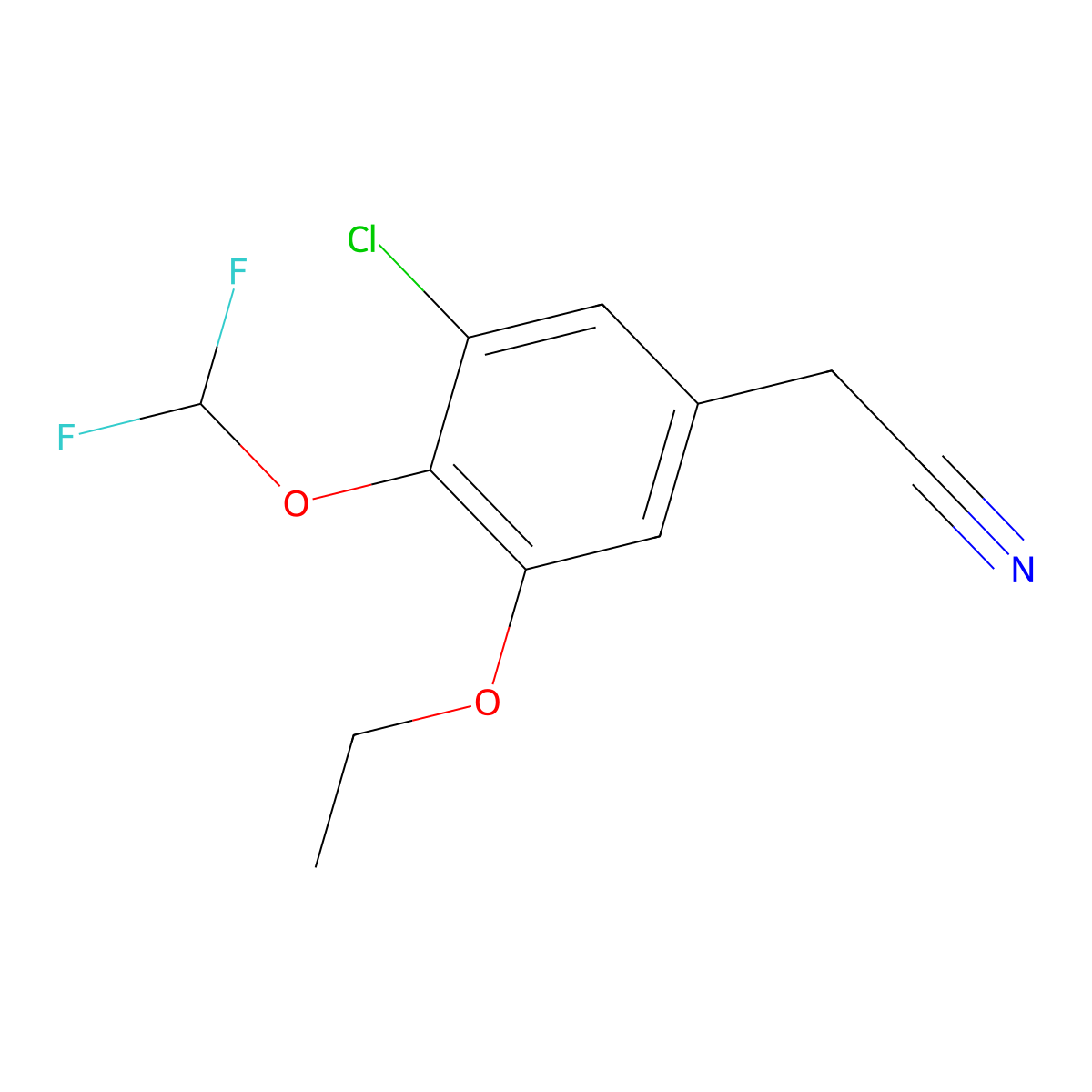 2-[3-Chloro-4-(difluoromethoxy)-5-ethoxyphenyl]acetonitrile molecular structure, CAS 1197699-95-8