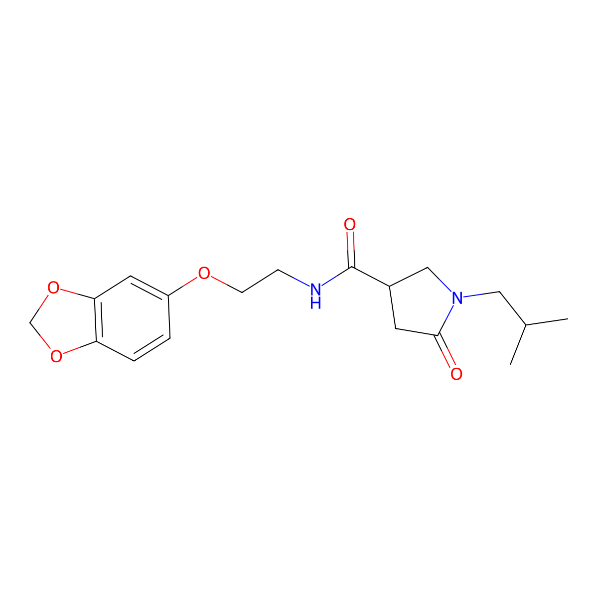 N-[2-(2H-1,3-benzodioxol-5-yloxy)ethyl]-1-(2-methylpropyl)-5-oxopyrrolidine-3-carboxamide molecular structure, CAS 1197703-74-4