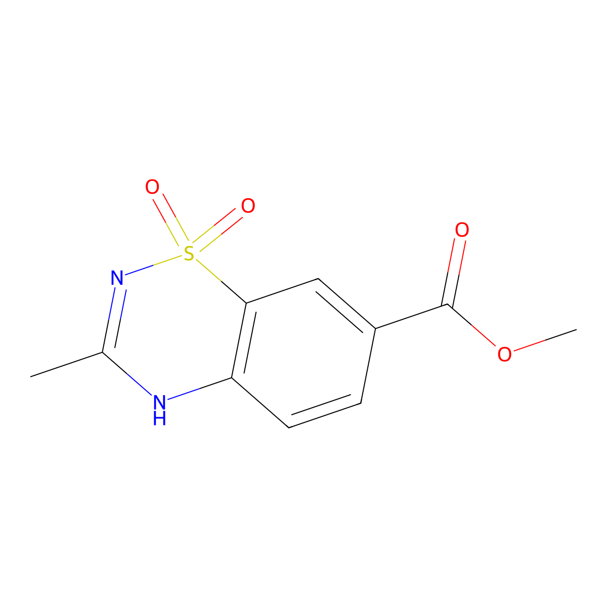 methyl 3-methyl-1,1-dioxo-4H-1lambda6,2,4-benzothiadiazine-7-carboxylate molecular structure, CAS 1197707-54-2