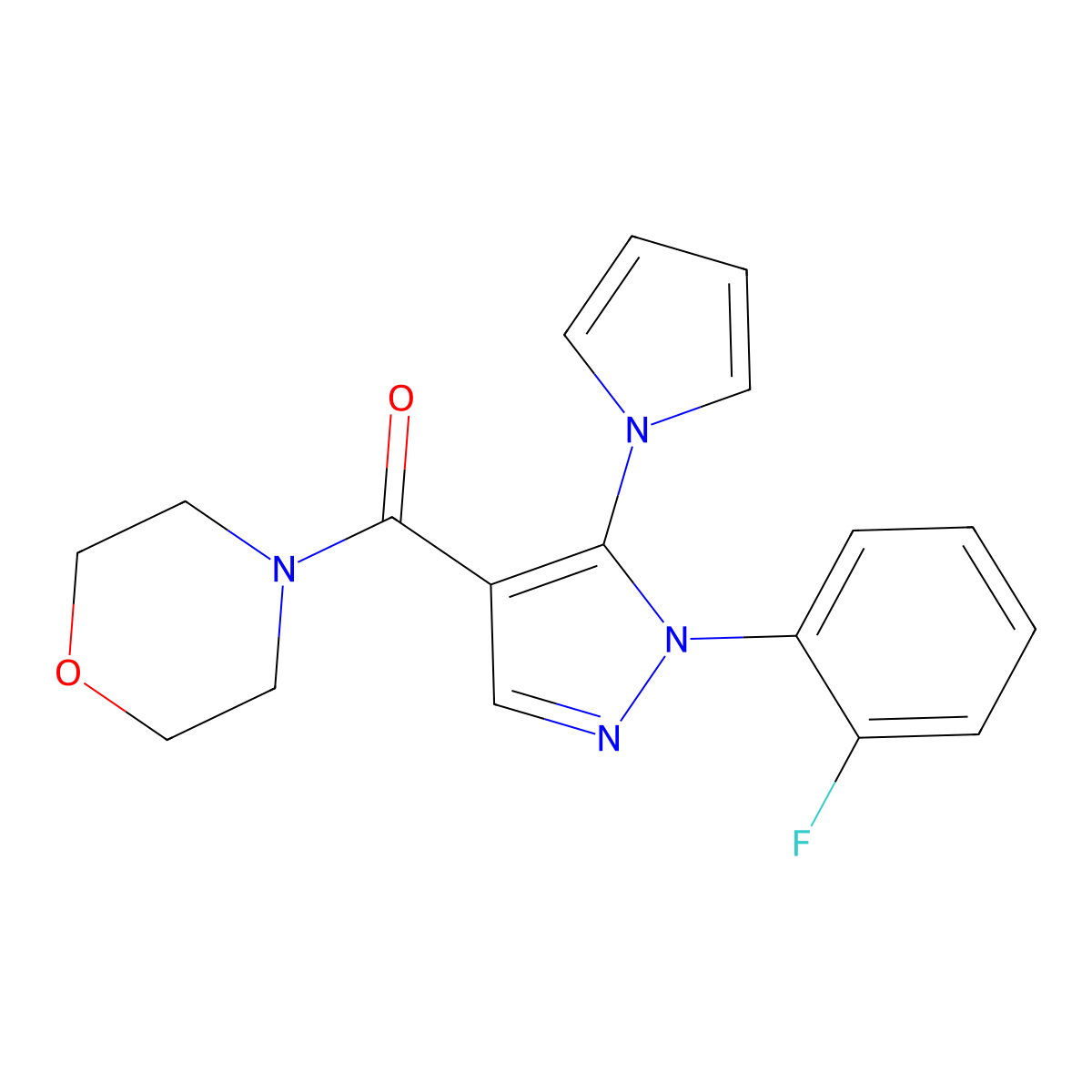 4-[1-(2-fluorophenyl)-5-(1H-pyrrol-1-yl)-1H-pyrazole-4-carbonyl]morpholine molecular structure, CAS 1197709-53-7