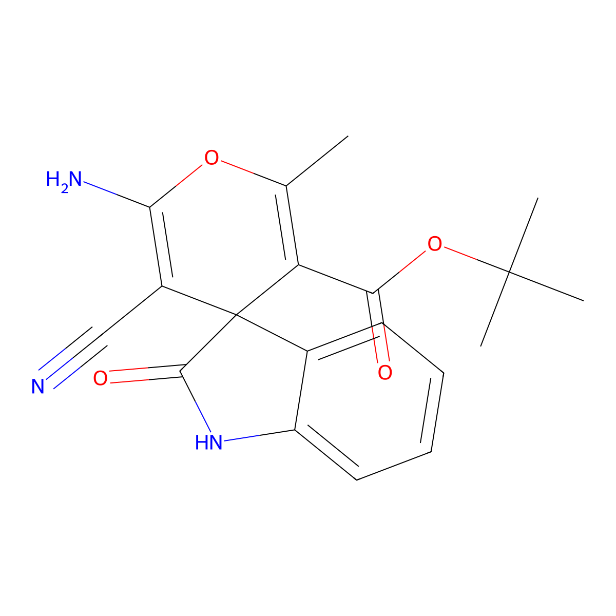 2'-Amino-5'-carboxylic acidethylester-3'-cyano-6'-phenyl-spiro-(indol-3,4'-pyranen) molecular structure, CAS 119771-48-1