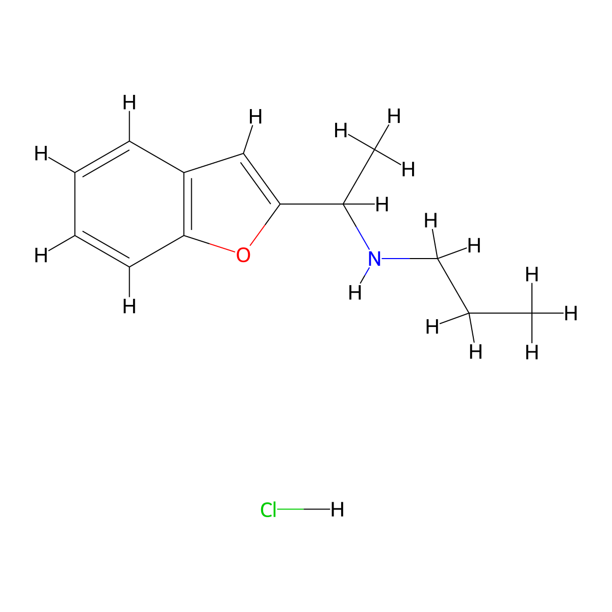 [1-(1-Benzofuran-2-yl)ethyl](propyl)amine hydrochloride molecular structure, CAS 1197742-01-0