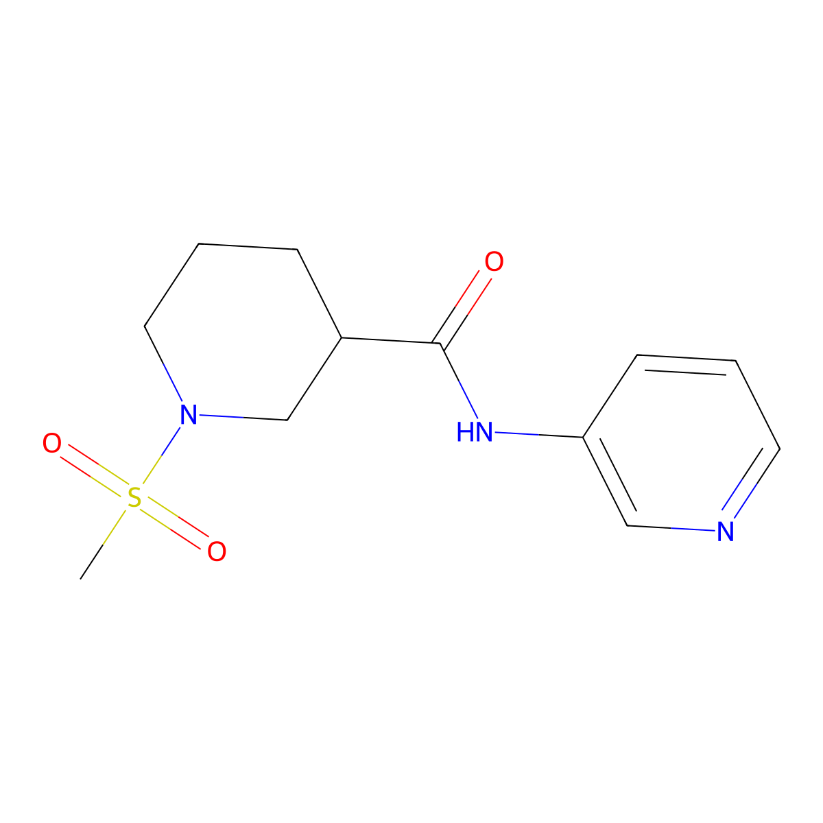 1-(methylsulfonyl)-N-(pyridin-3-yl)piperidine-3-carboxamide molecular structure, CAS 1197742-12-3
