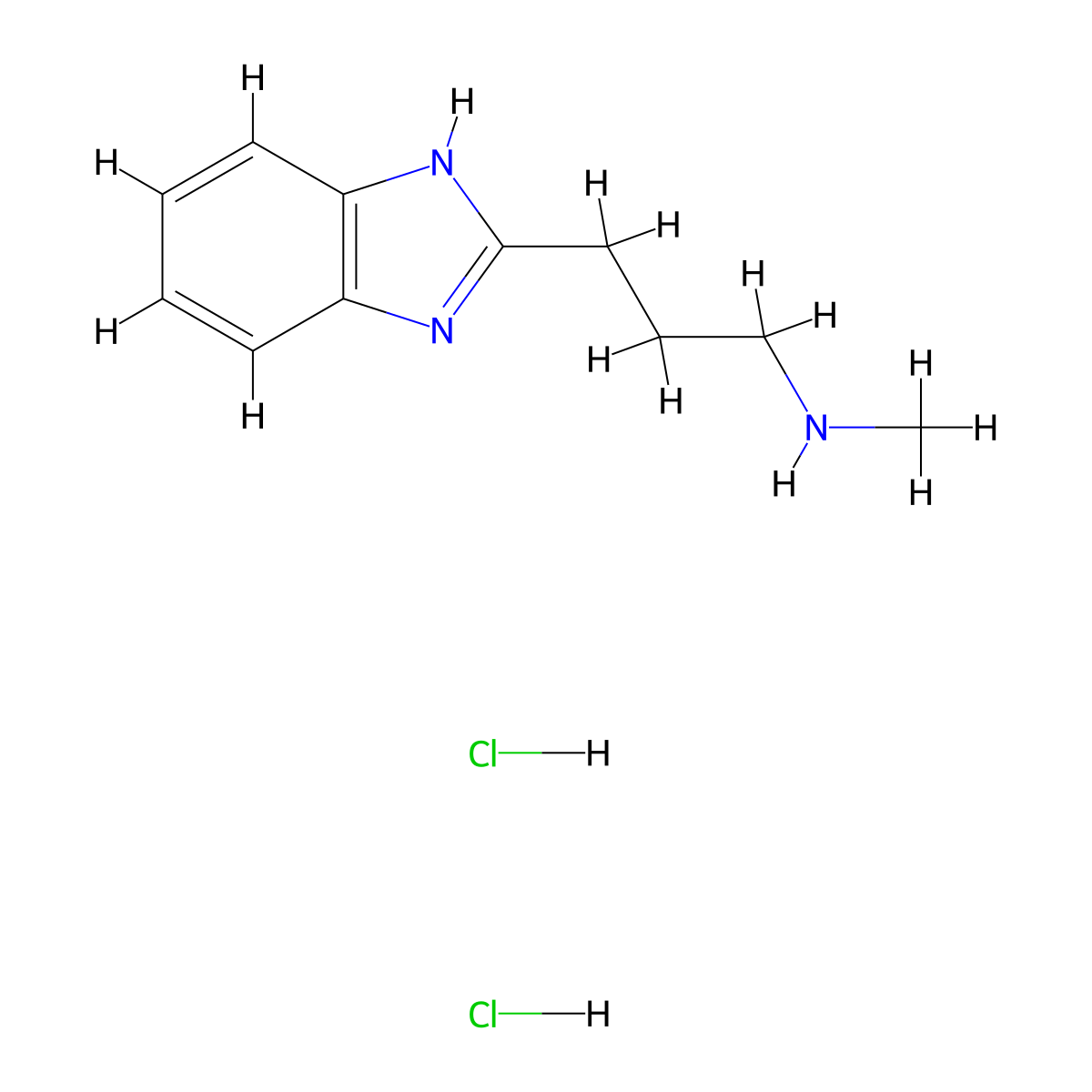 [3-(1H-1,3-benzodiazol-2-yl)propyl](methyl)amine dihydrochloride molecular structure, CAS 1197750-35-8