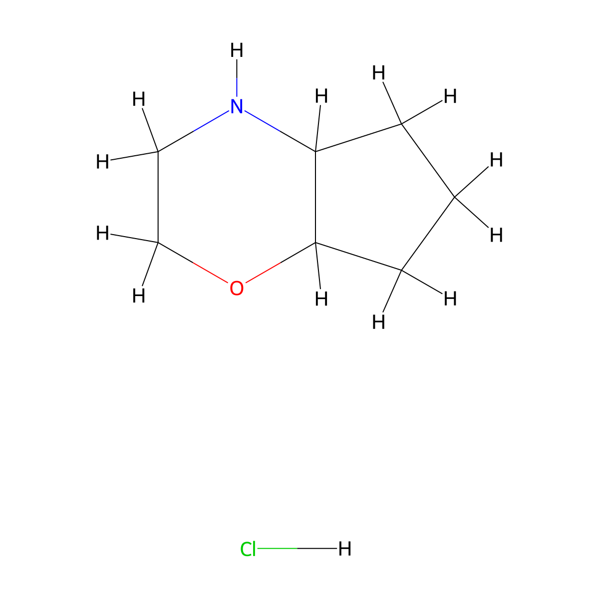Octahydrocyclopenta[b][1,4]oxazine hydrochloride molecular structure, CAS 1197767-62-6