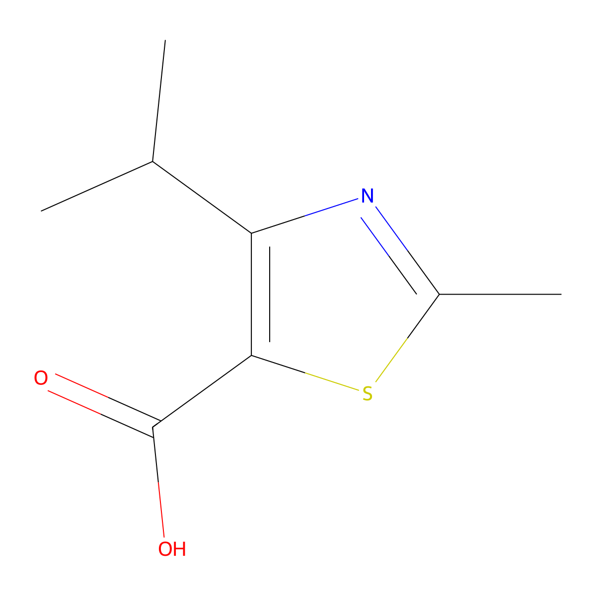 2-Methyl-4-(propan-2-yl)-1,3-thiazole-5-carboxylic acid molecular structure, CAS 119778-46-0