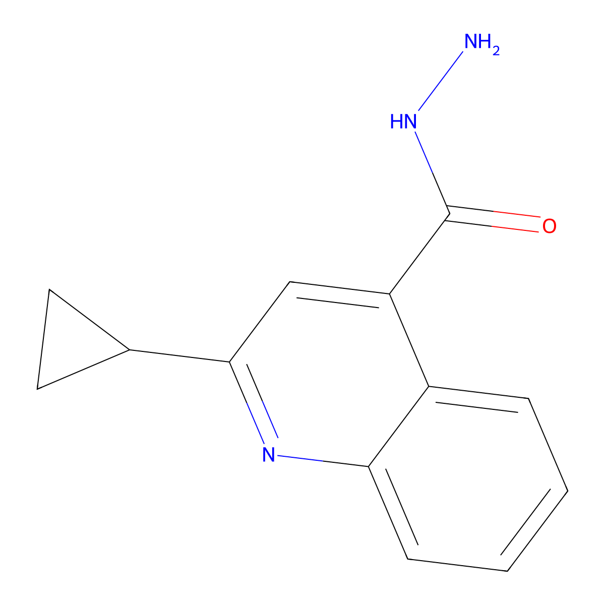 2-Cyclopropylquinoline-4-carbohydrazide molecular structure, CAS 119778-68-6
