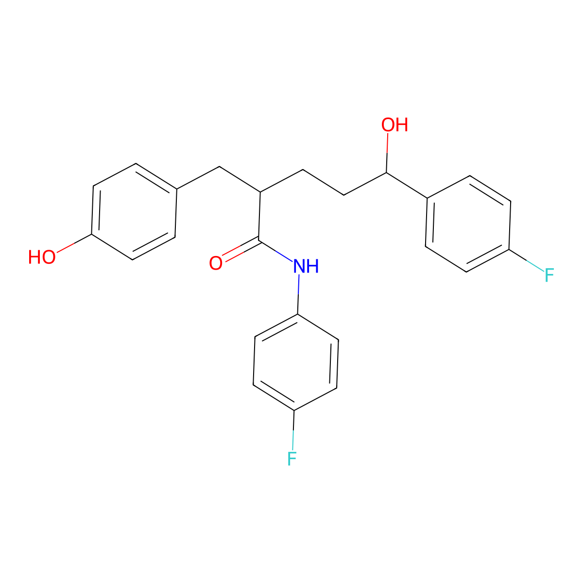 2-(4-Hydroxybenzyl)-N,5-bis-(4-fluorophenyl)-5-hydroxypentanamide molecular structure, CAS 1197811-72-5