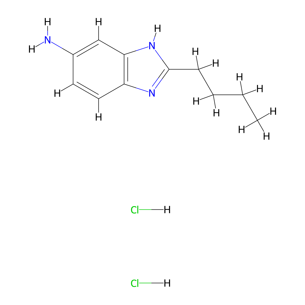 2-butyl-1H-1,3-benzodiazol-5-amine dihydrochloride molecular structure, CAS 1197821-90-1