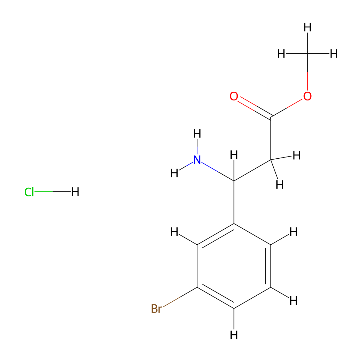 Methyl 3-amino-3-(3-bromophenyl)propanoate hydrochloride molecular structure, CAS 1197825-07-2