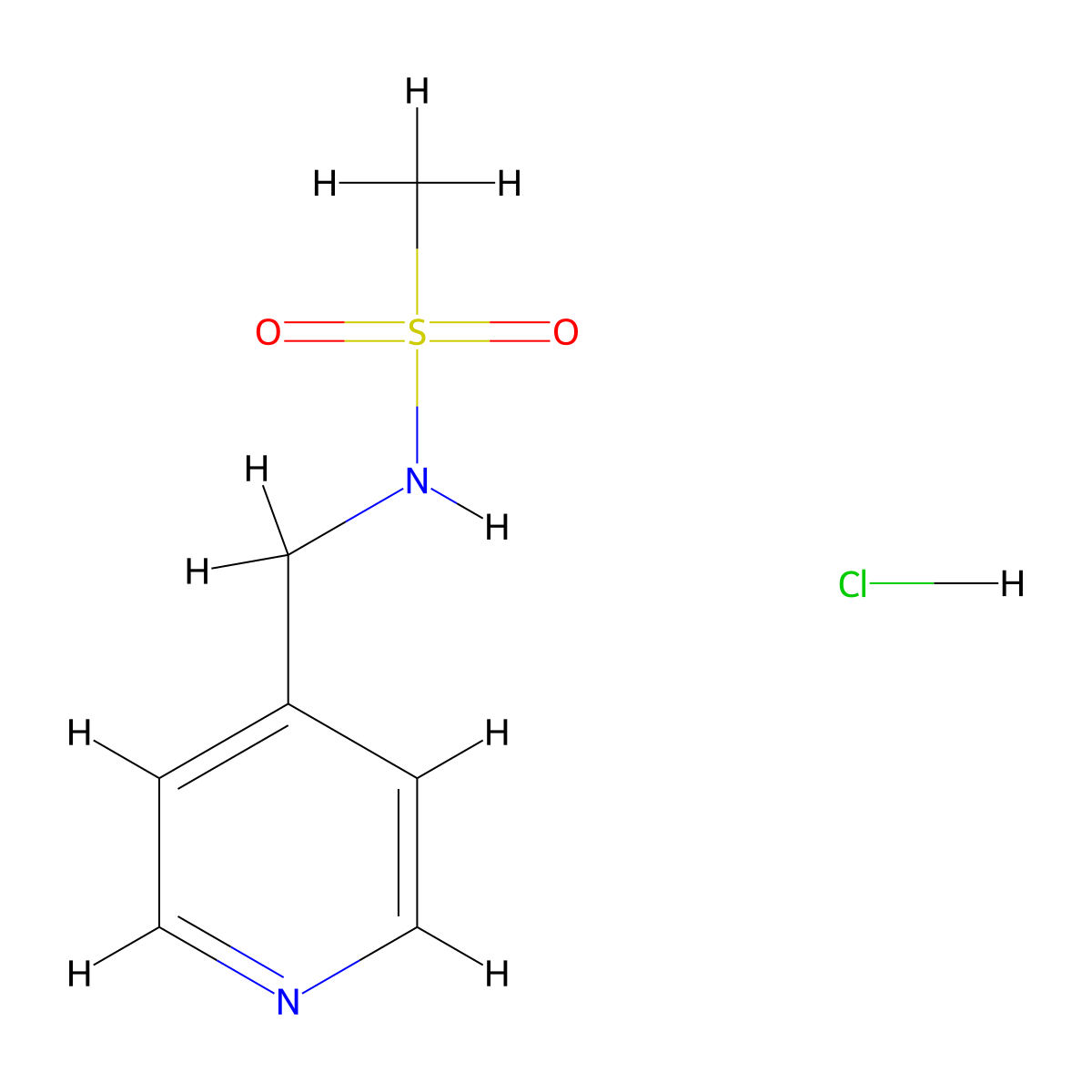N-(pyridin-4-ylmethyl)methanesulfonamide hydrochloride molecular structure, CAS 1197826-26-8
