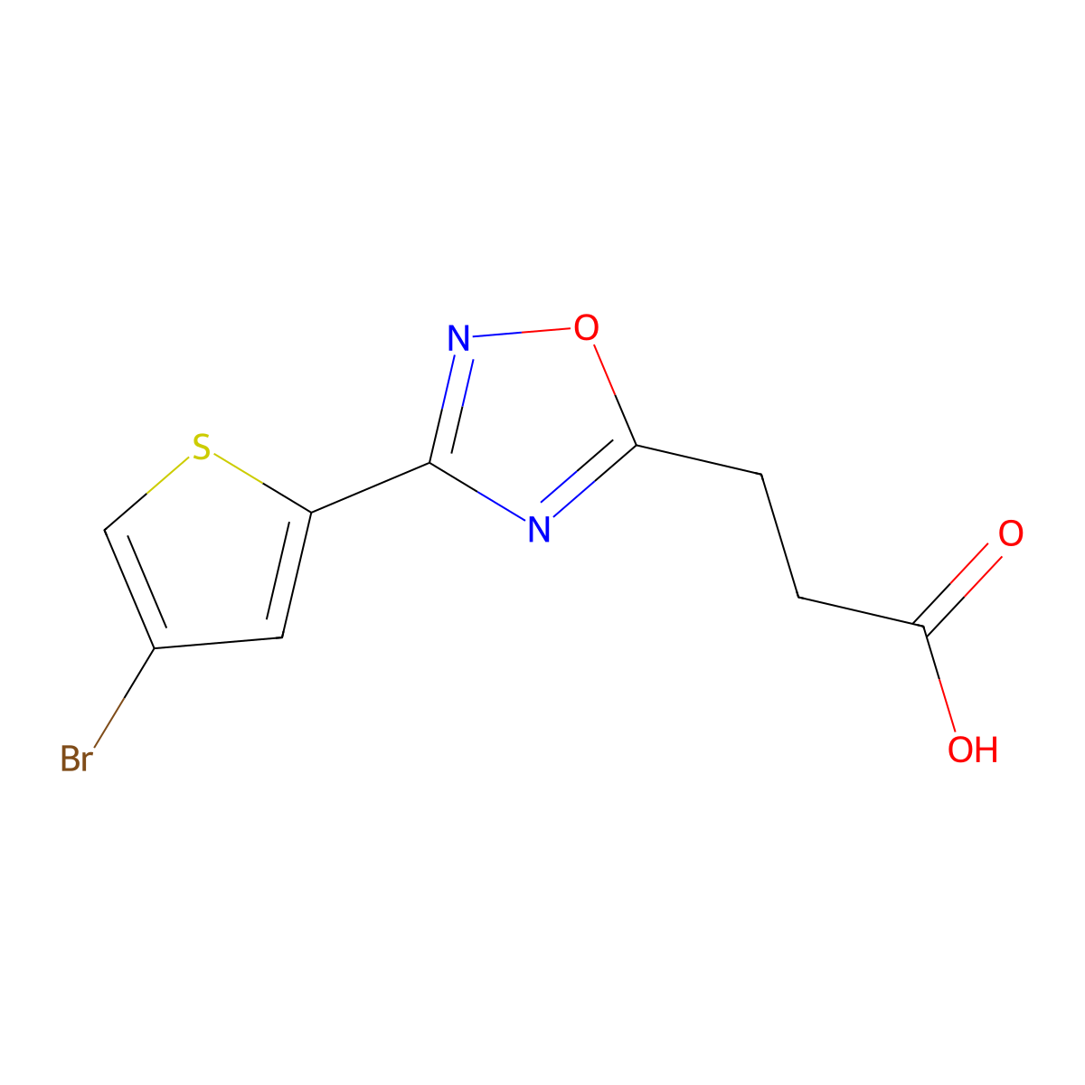 3-(3-(4-Bromothiophen-2-yl)-1,2,4-oxadiazol-5-yl)propanoic acid molecular structure, CAS 1197827-84-1