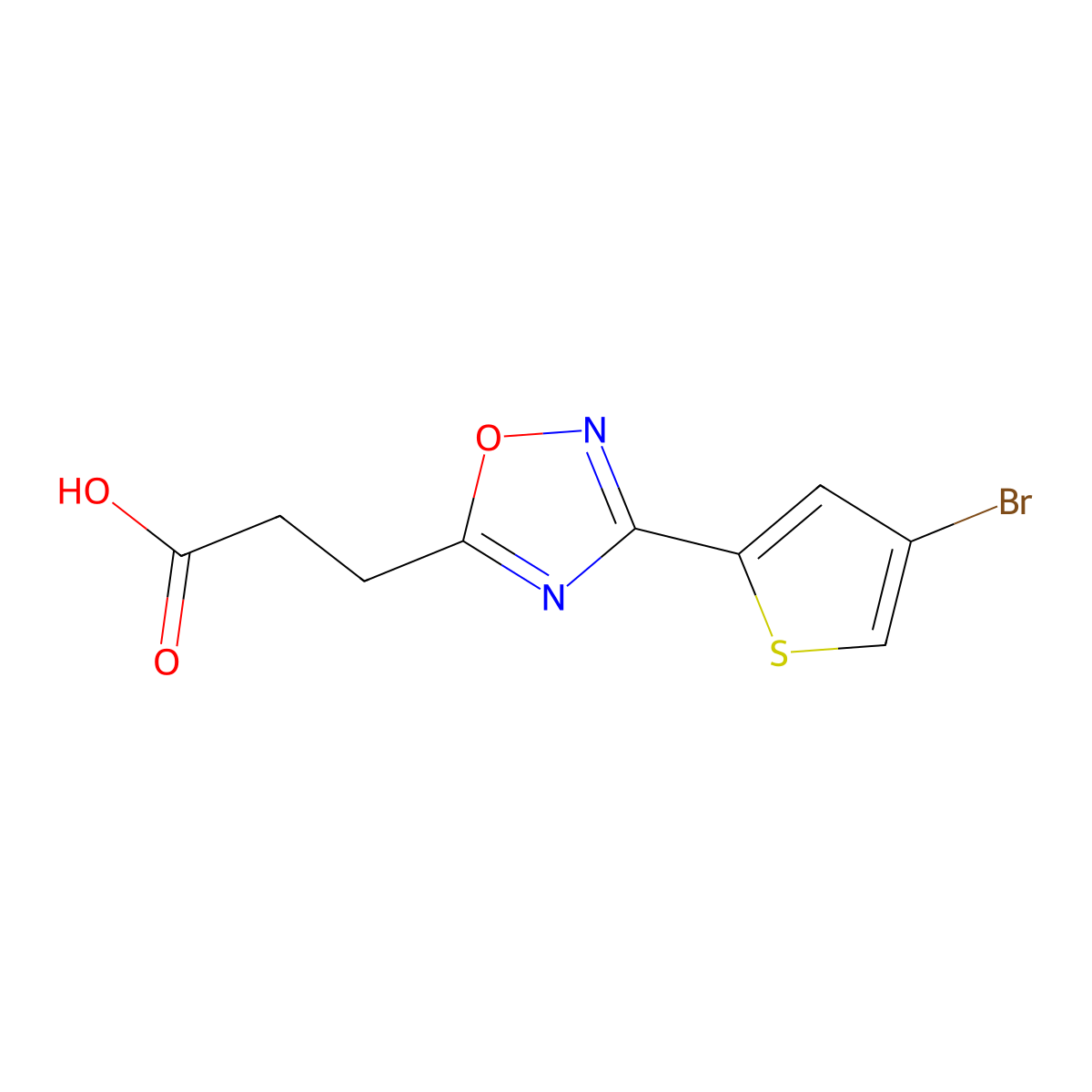 3-(3-(4-Bromothiophen-2-yl)-1,2,4-oxadiazol-5-yl)propanoic acid molecular structure, CAS 1197827-84-1