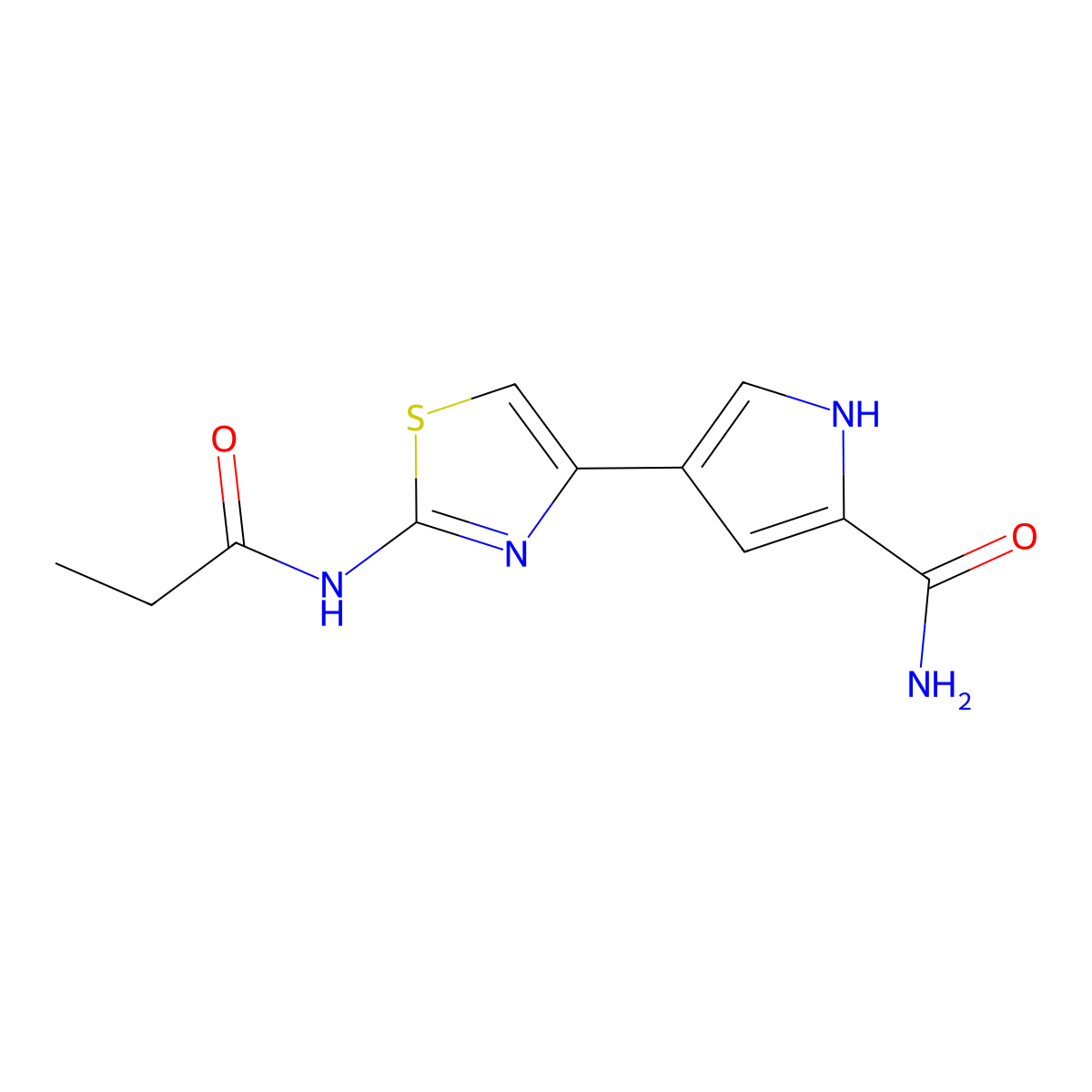4-(2-propanamido-1,3-thiazol-4-yl)-1H-pyrrole-2-carboxamide molecular structure, CAS 1197834-68-6