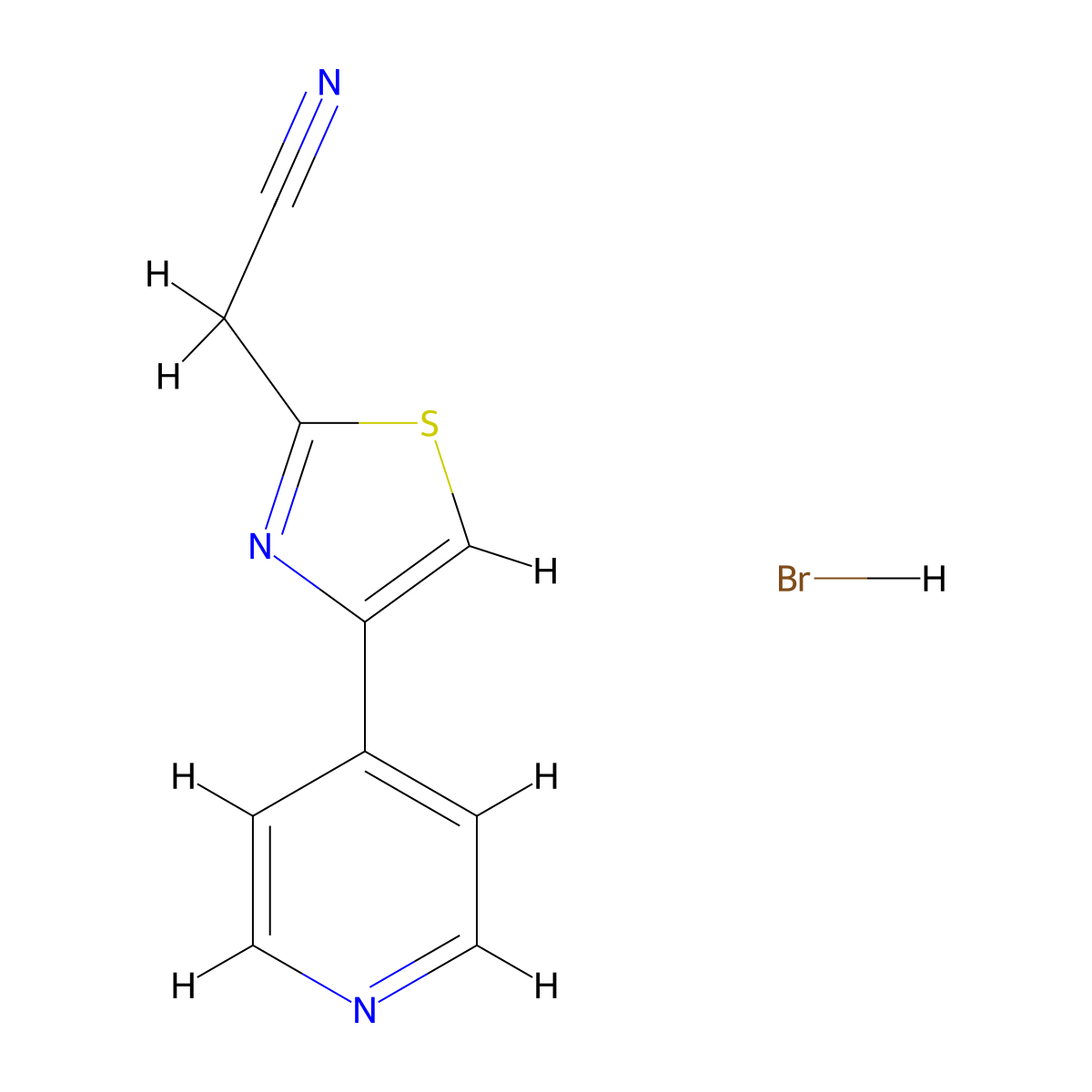 2-[4-(Pyridin-4-yl)-1,3-thiazol-2-yl]acetonitrile hydrobromide molecular structure, CAS 1197837-00-5