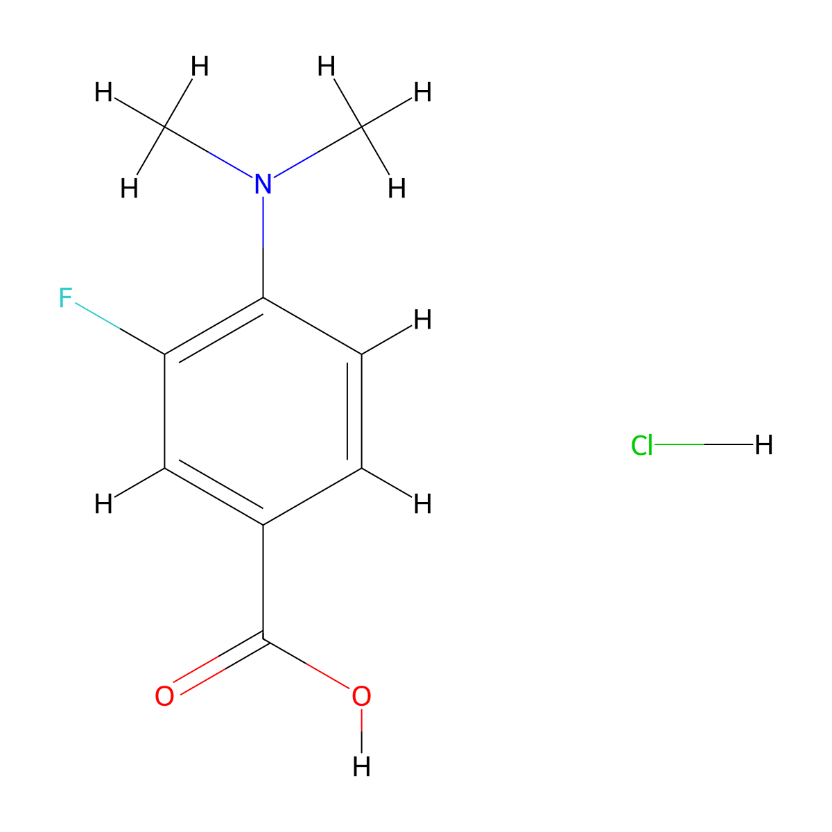 4-(Dimethylamino)-3-fluorobenzoic acid hydrochloride molecular structure, CAS 1197839-02-3