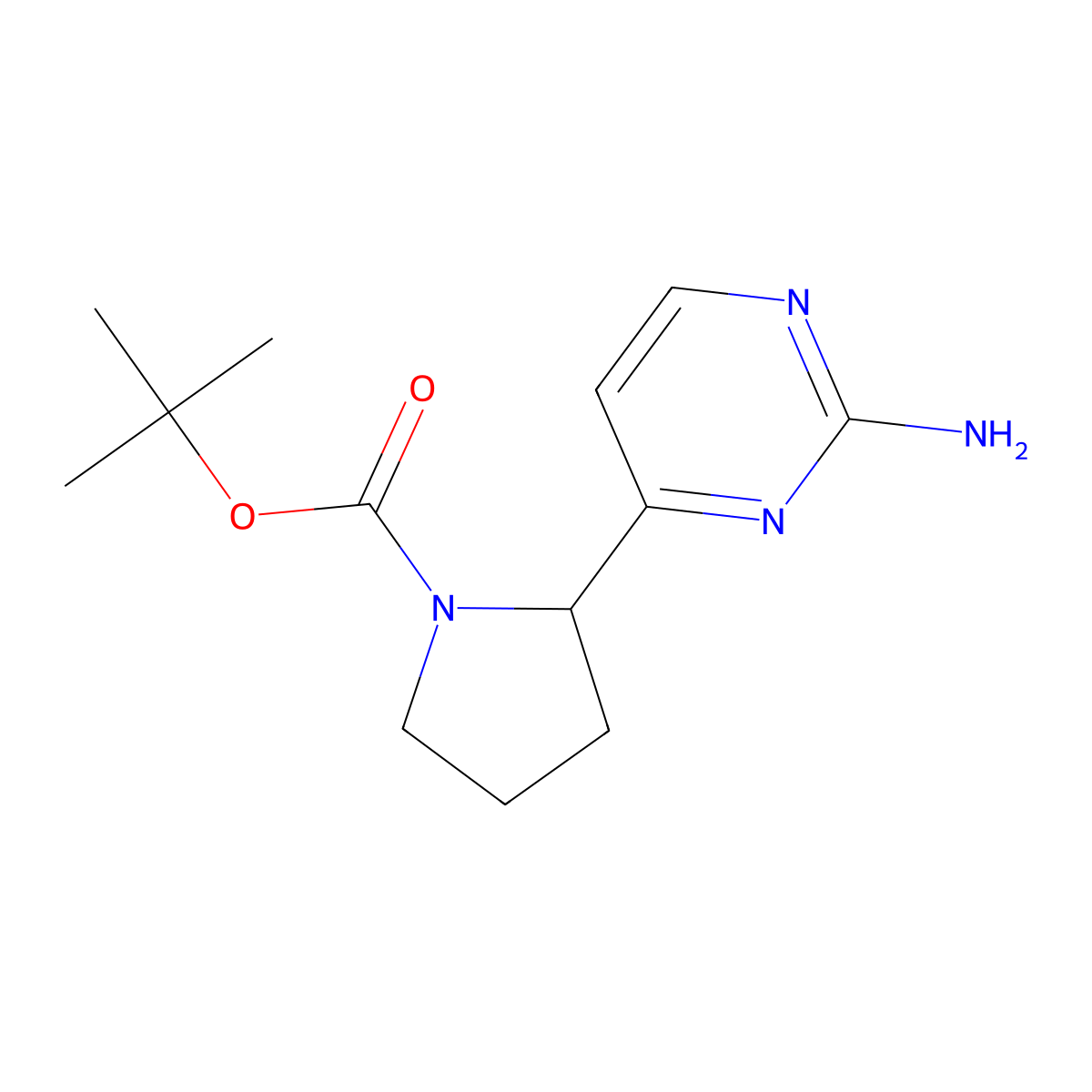 Tert-butyl 2-(2-aminopyrimidin-4-yl)pyrrolidine-1-carboxylate molecular structure, CAS 1197850-17-1