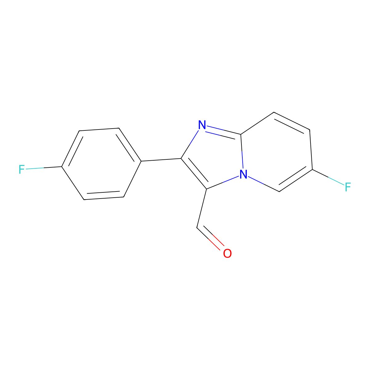 6-Fluoro-2-(4-fluorophenyl)imidazo(1,2-a)pyridine-3-carbaldehyde molecular structure, CAS 1197850-19-3