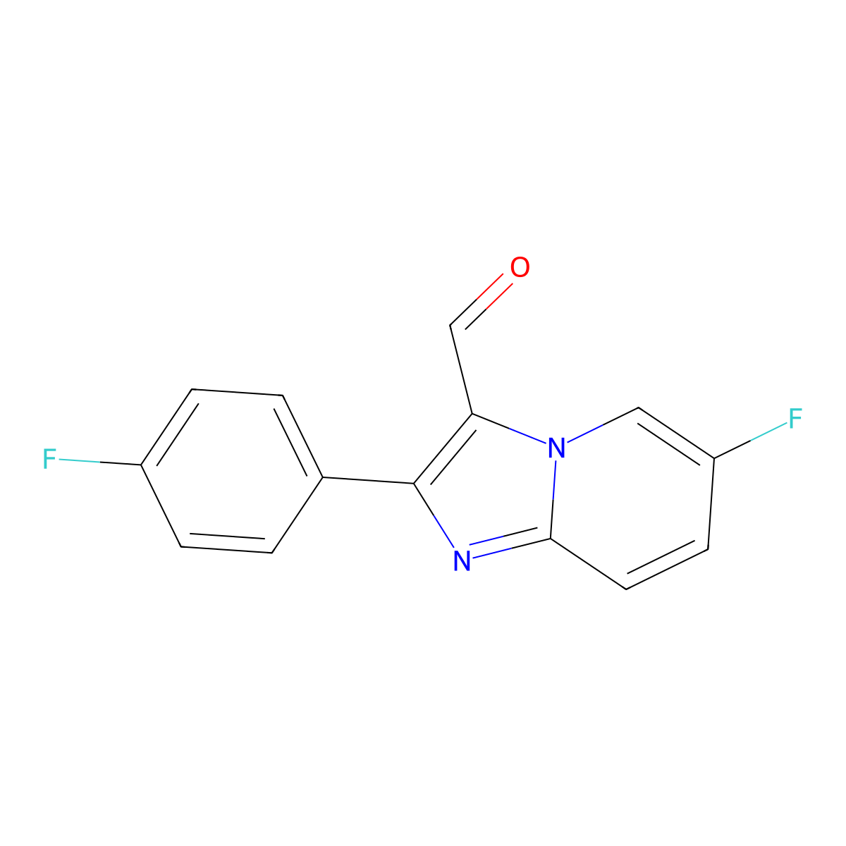 6-Fluoro-2-(4-fluorophenyl)imidazo(1,2-a)pyridine-3-carbaldehyde molecular structure, CAS 1197850-19-3