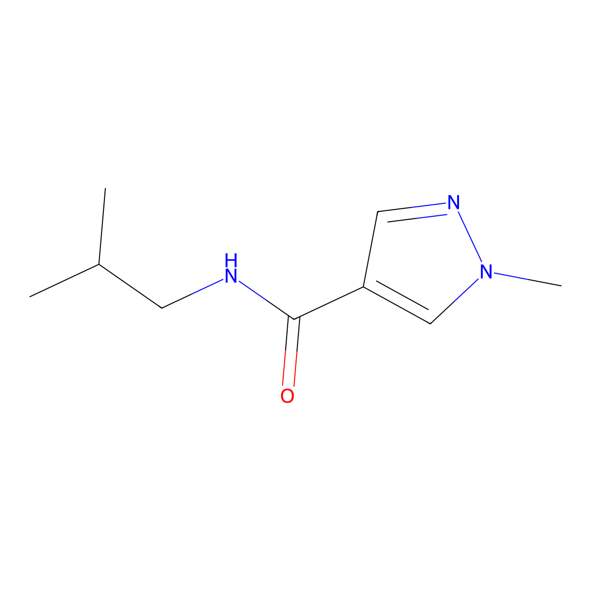 N-Isobutyl-1-methyl-1H-pyrazole-4-carboxamide molecular structure, CAS 1197858-09-5