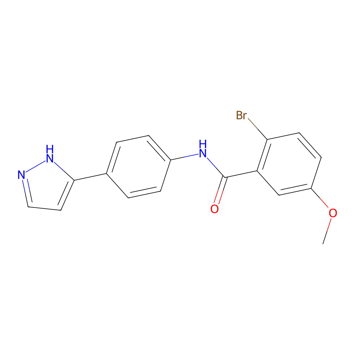 2-bromo-5-methoxy-N-[4-(1H-pyrazol-3-yl)phenyl]benzamide molecular structure, CAS 1197863-21-0