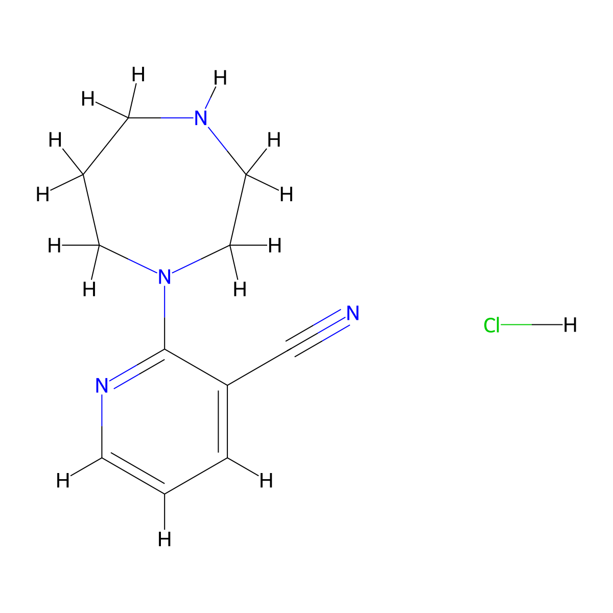 2-(1,4-Diazepan-1-yl)pyridine-3-carbonitrile hydrochloride molecular structure, CAS 1197865-33-0