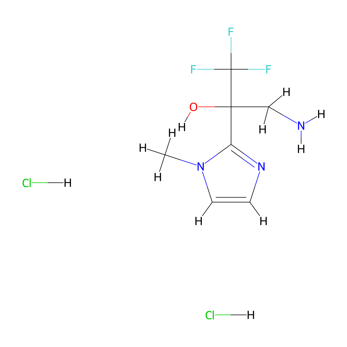 3-amino-1,1,1-trifluoro-2-(1-methyl-1H-imidazol-2-yl)propan-2-ol dihydrochloride molecular structure, CAS 1197881-95-0