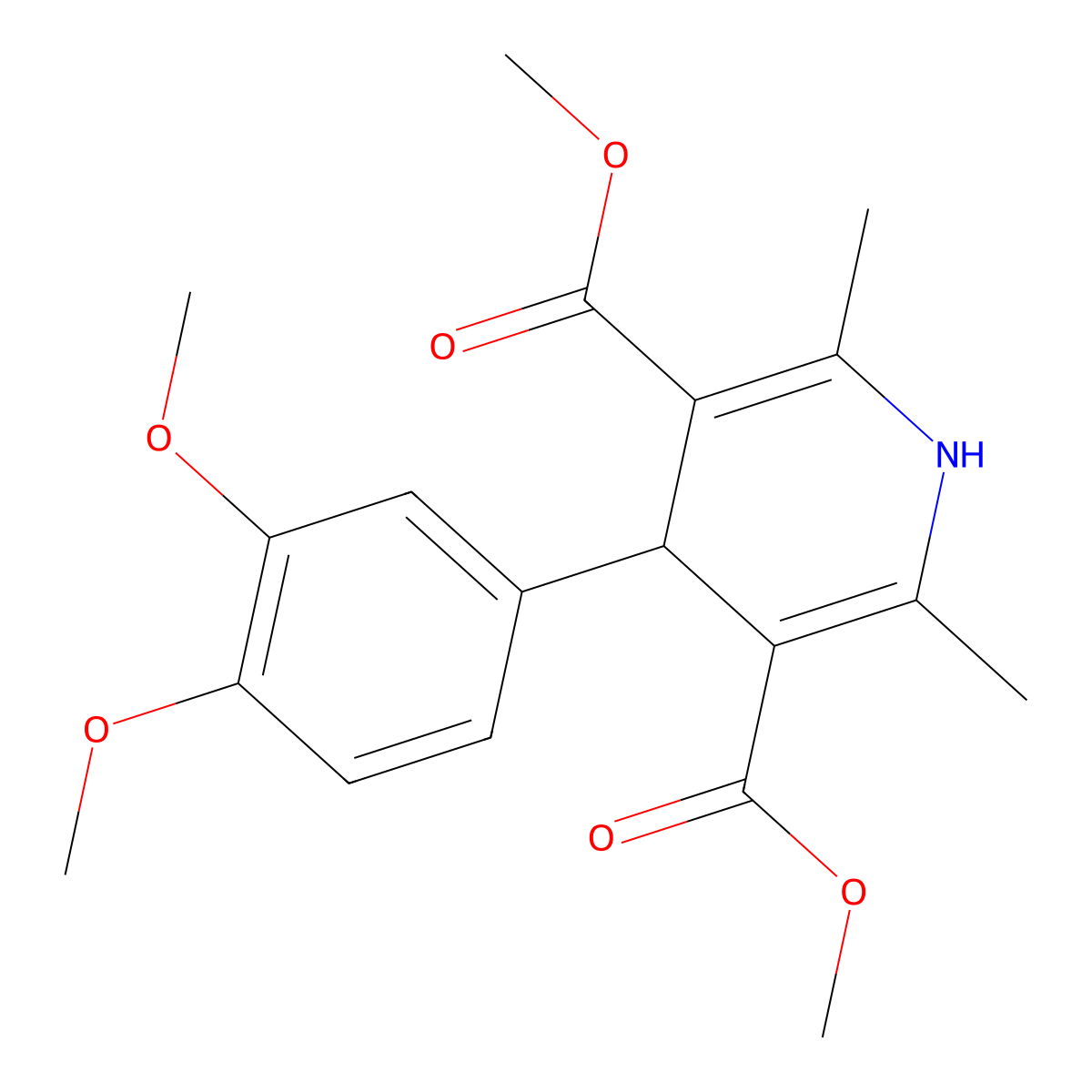 Dimethyl 4-(3,4-dimethoxyphenyl)-2,6-dimethyl-1,4-dihydropyridine-3,5-dicarboxylate molecular structure, CAS 119789-08-1