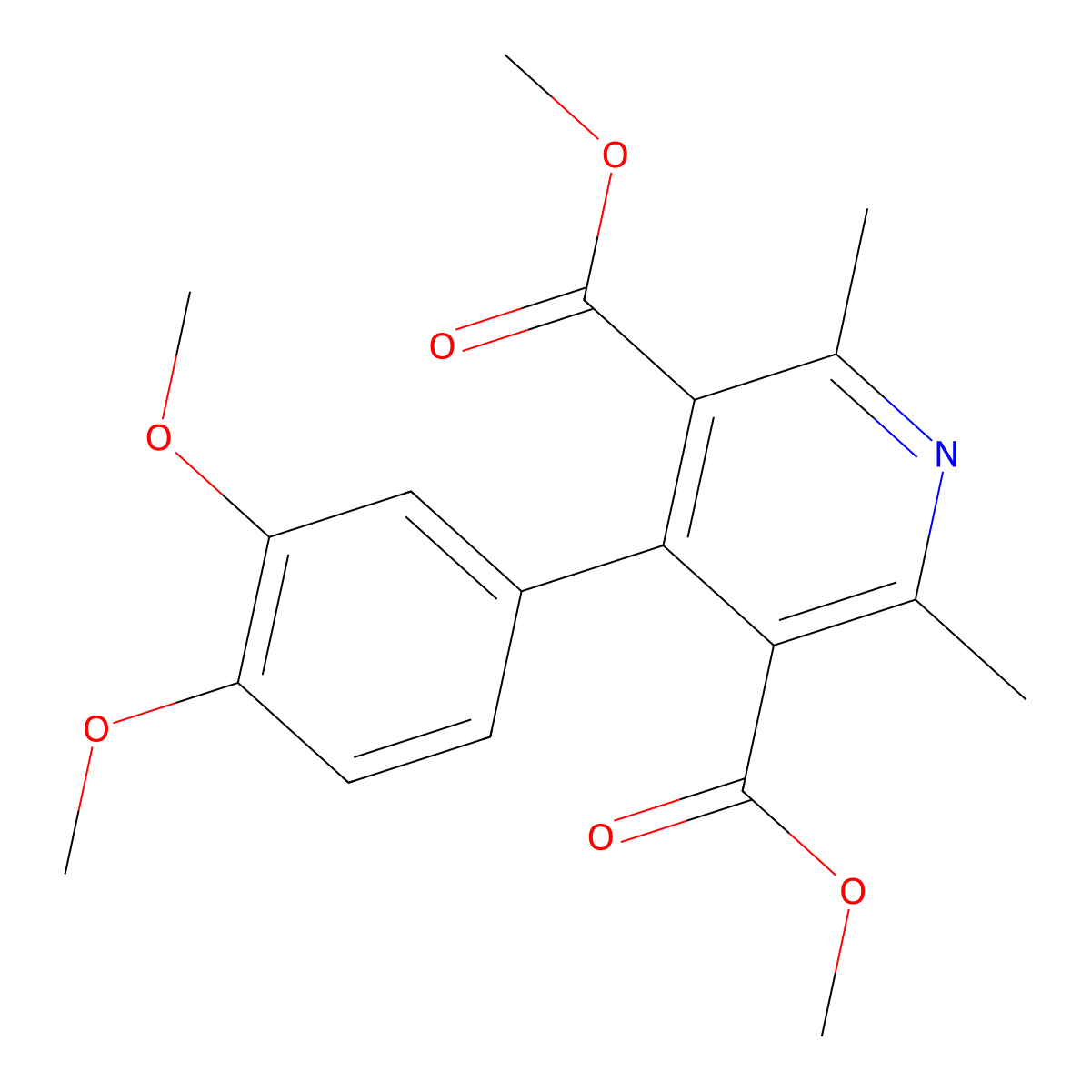 Dimethyl 4-(3,4-dimethoxyphenyl)-2,6-dimethylpyridine-3,5-dicarboxylate molecular structure, CAS 119789-12-7