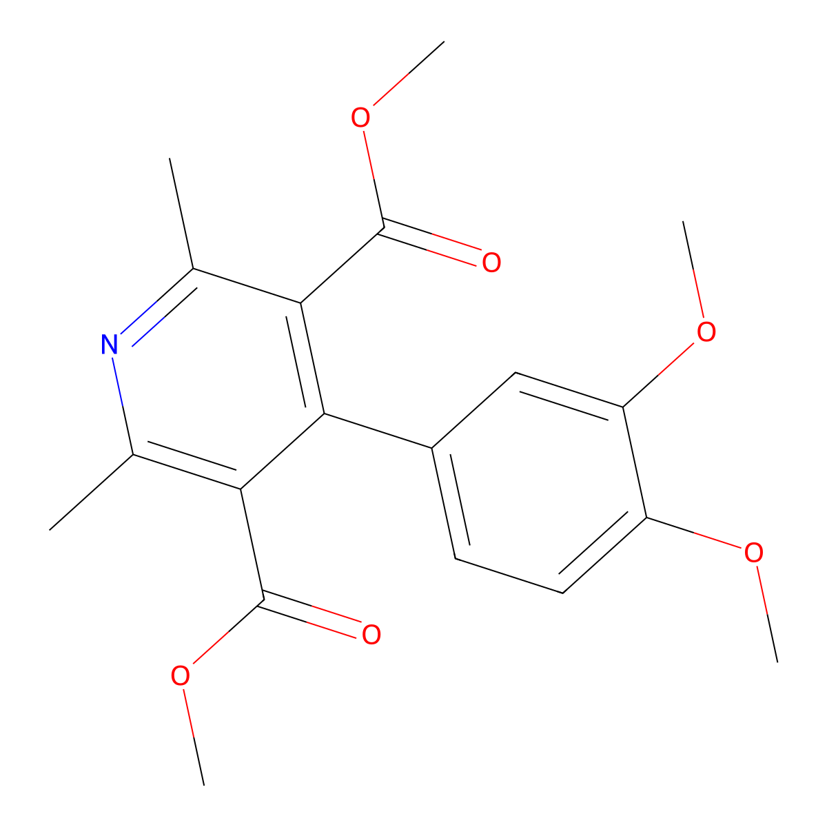 Dimethyl 4-(3,4-dimethoxyphenyl)-2,6-dimethylpyridine-3,5-dicarboxylate molecular structure, CAS 119789-12-7