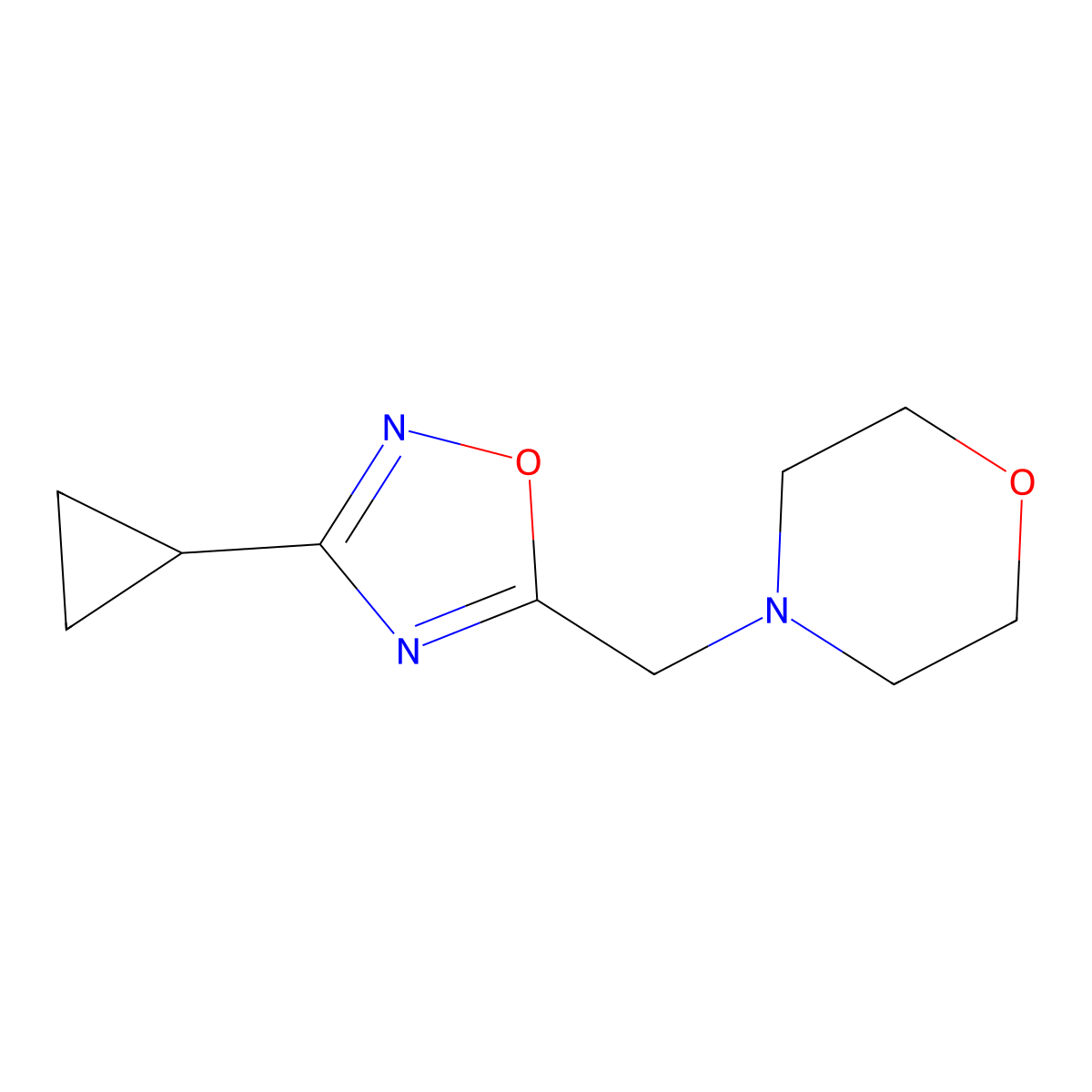 4-[(3-Cyclopropyl-1,2,4-oxadiazol-5-yl)methyl]morpholine molecular structure, CAS 1197900-26-7